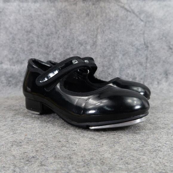Tap Shoes Girls 12.5 Mary Jane Dance Black Patent Adjustable Strap Classic Kids - Picture 1 of 15